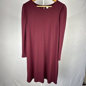 Old Navy Women’s Size L  Maroon Wine Long Sleeve‎ Shift Dress Large